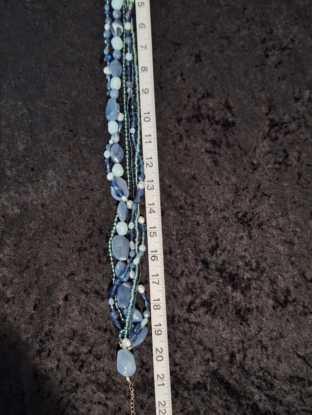 Multi-Strand Blue Beaded Necklace - Picture 3 of 4
